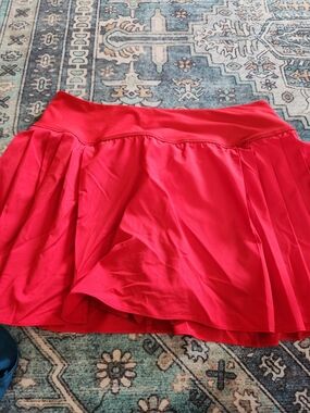 Women's Red Pleated Skirt